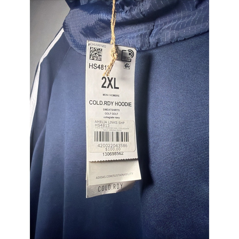 ADIDAS GOLF MEN'S 3-STRIPES COLD.RDY HOODIE NAVY US SIZE: 2XL HS4813 NWT - Picture 4 of 8